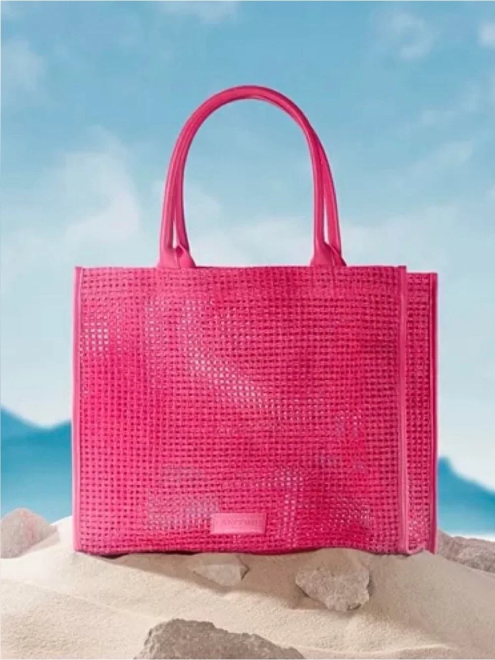 Lancôme Pink Woven Beach Tote Bag - Large Summer Shopper .New